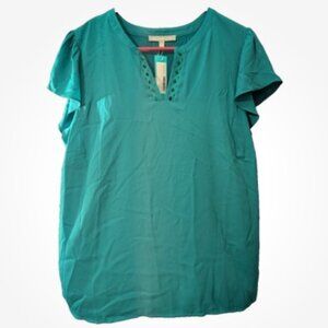 Daniel Rainn Suri Blouse – Women’s 1X – Green Sleeveless Pleated Top